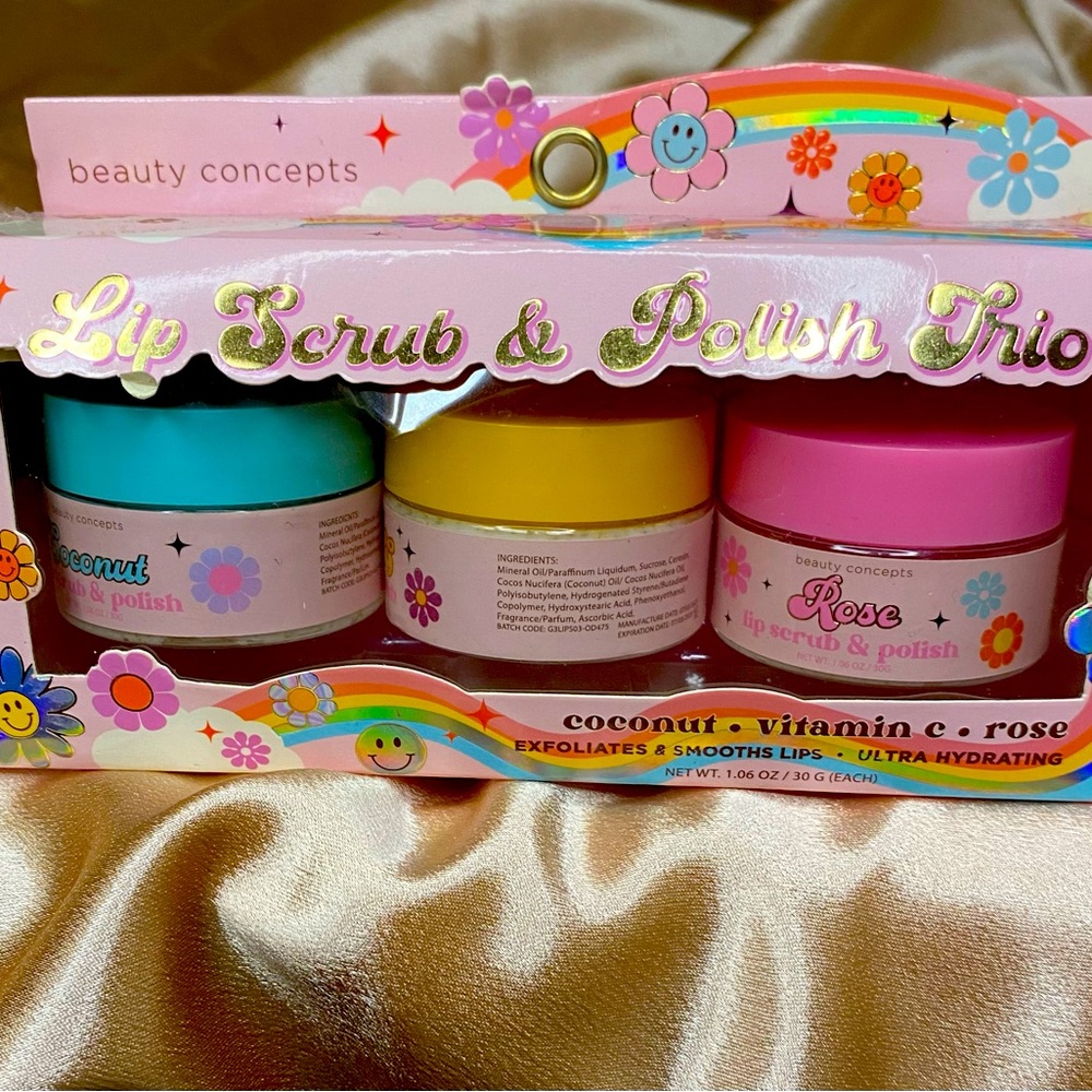 Lip Scrub & Polish Trio - Blue, Yellow, Pink